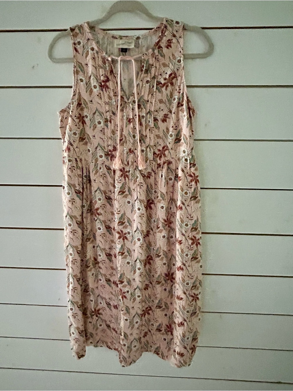 Universal Threads Sleeveless Pink Floral Tie-Neck Tassel Linen Blend Dress Sz XS